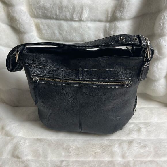 Coach Handbags - Coach black leather convertible shoulder /crossbody bag silver tone hardwares